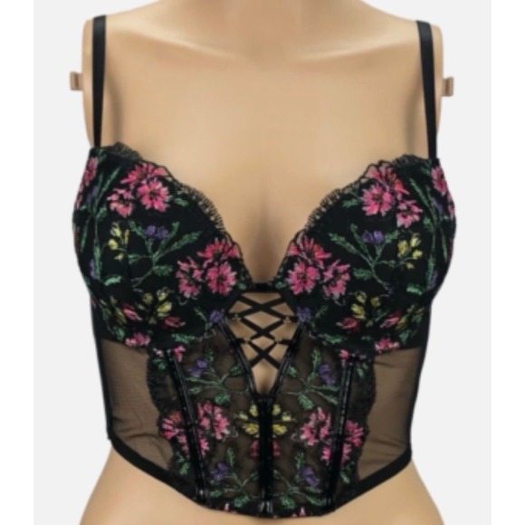 Victoria's Secret Other - VICTORIA'S SECRET VERY SEXY FLORAL LACE EMBROIDERED PUSH UP CORSET BRA TOP